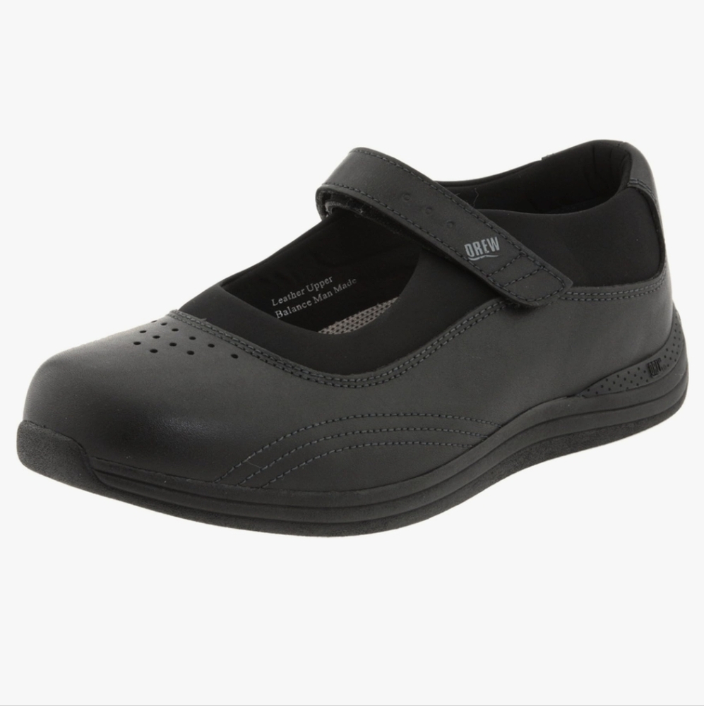 New Drew Shoe Rose Cushioned Ortho Comfort Shoe 7.5M Black Leather Stretch 14375